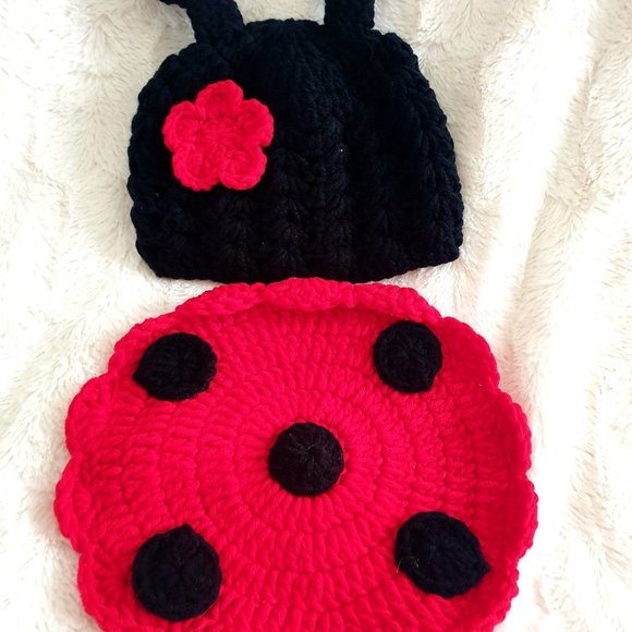 Newborn Photography Props Lady Bug Insect Design Knitted Accessories - Picture 6 of 8